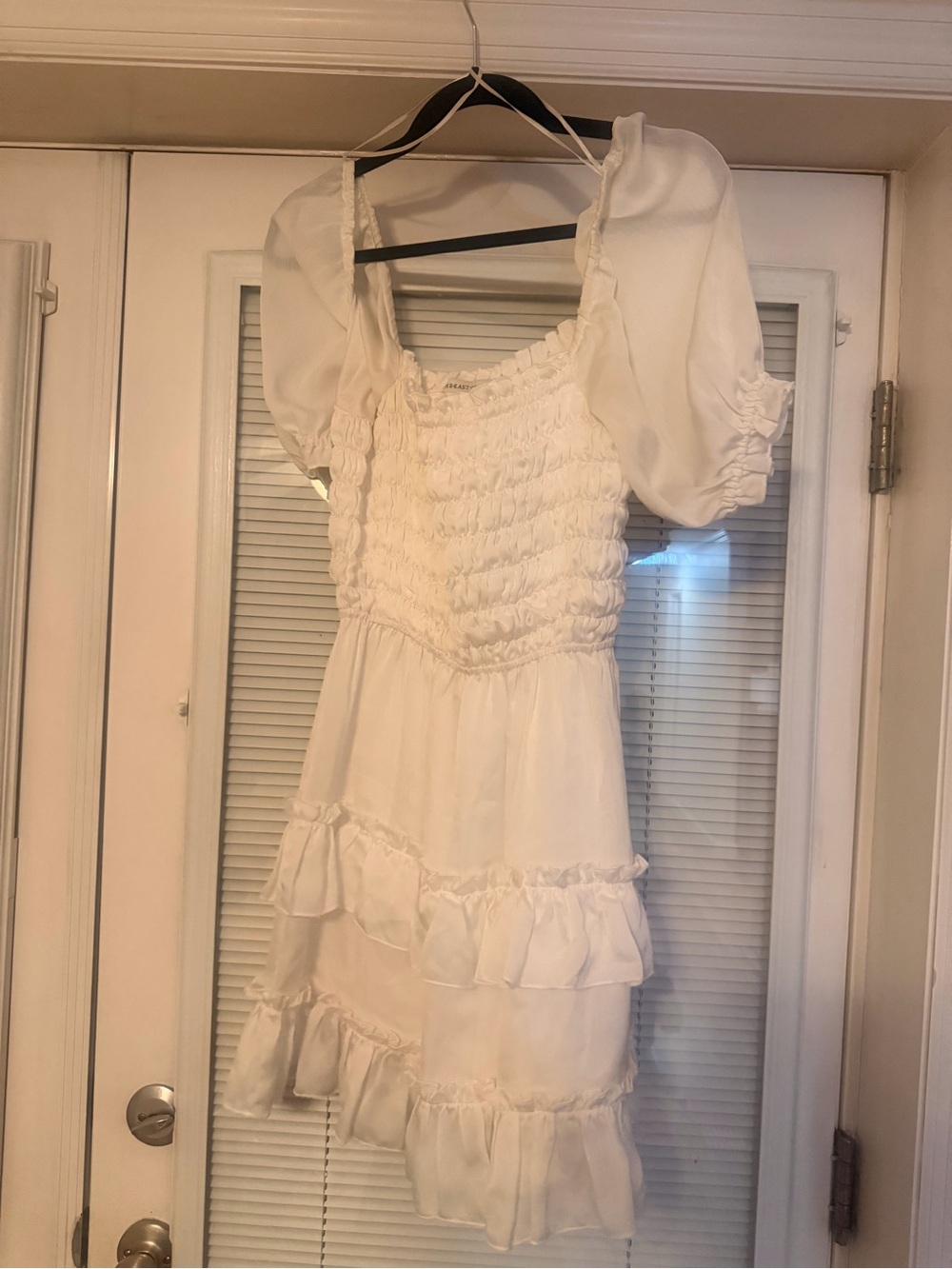 White Smocked Ruffle Dress - Picture 2 of 3